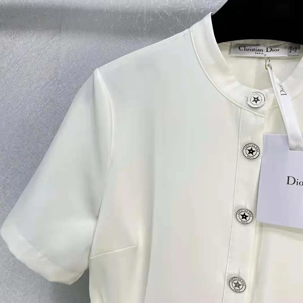 Dior Short Flared Dress White Wool and Silk for Women Dior Short Flared Dress White Wool and Silk for Women