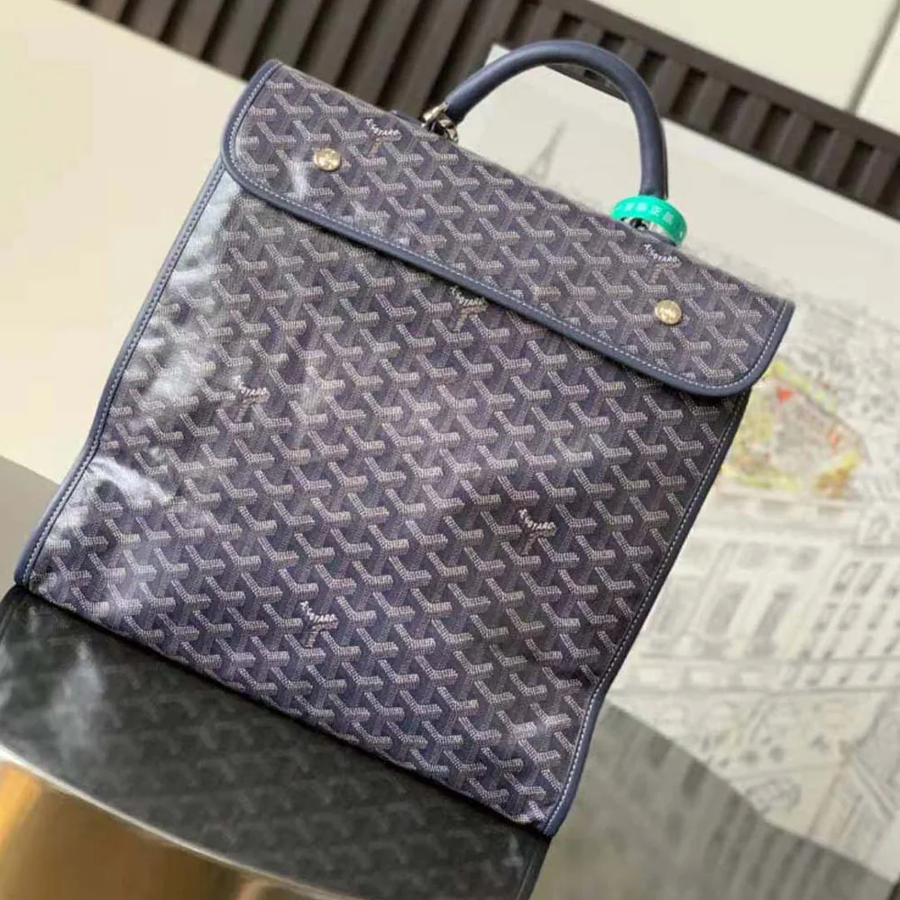 Goyard Saint Léger Backpack in Goyardine Canvas & Chevroches Calfskin for Women in Navy Goyard Saint Léger Backpack in Goyardine Canvas & Chevroches Calfskin for Women in Navy