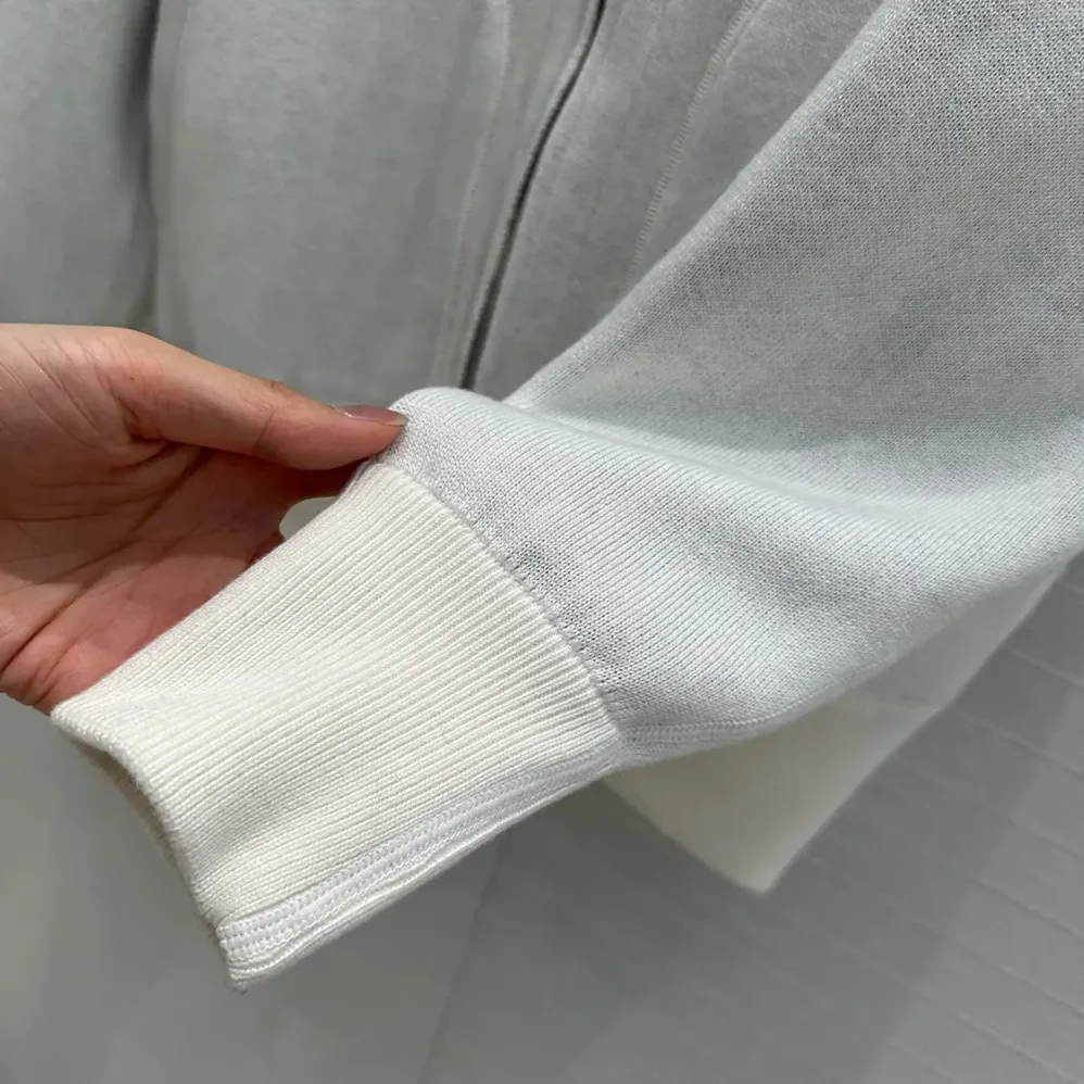 Dior Hooded Track Jacket White Cotton Knit and Cashmere for Men