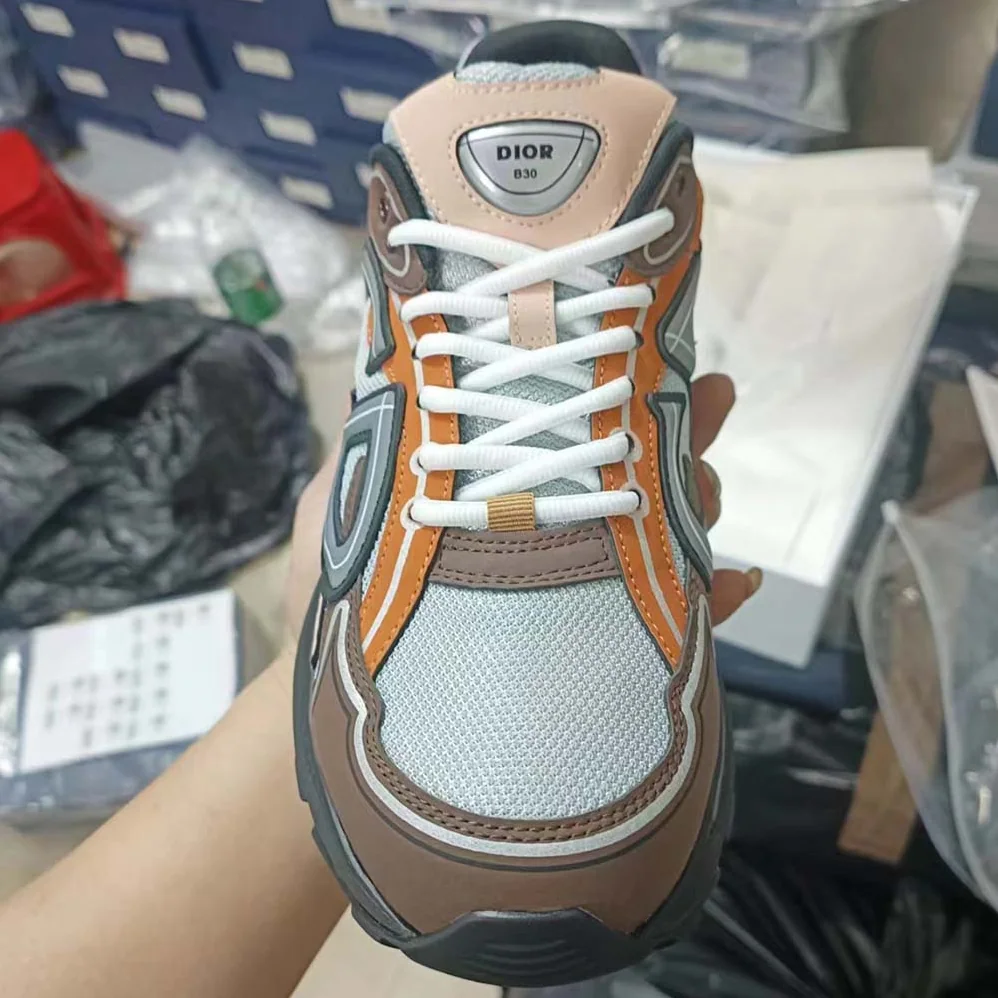 Dior B30 Sneaker Brown Mesh and White Technical Fabric for Men Dior B30 Sneaker Brown Mesh and White Technical Fabric for Men