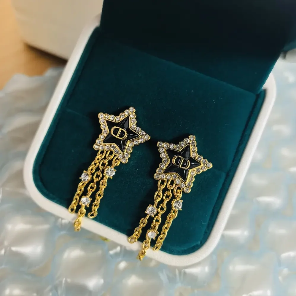 Dior Petit CD Lucky Baroque Earrings Gold-Finish Metal Silver-Tone Crystals D92B for Women Dior Petit CD Lucky Baroque Earrings Gold-Finish Metal Silver-Tone Crystals D92B for Women