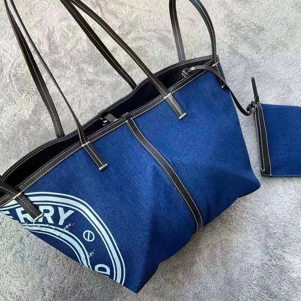 Burberry Mini Logo Graphic Denim Beach Tote for Women