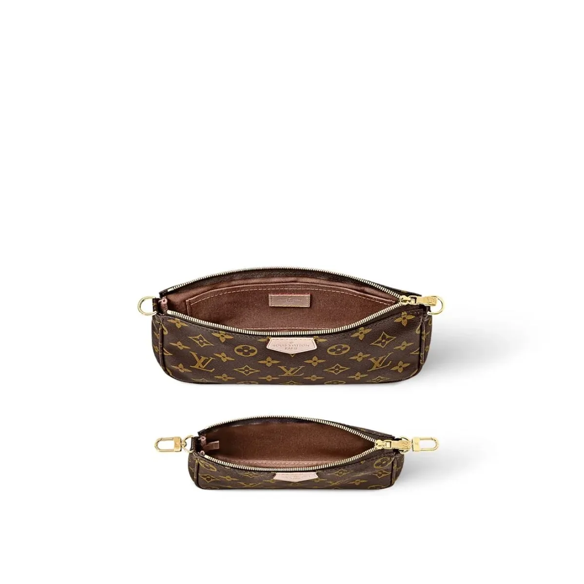 Louis Vuitton Multi Pochette Accessoire Shoulder Bag / Khaki Monogram Canvas Gold Hardware