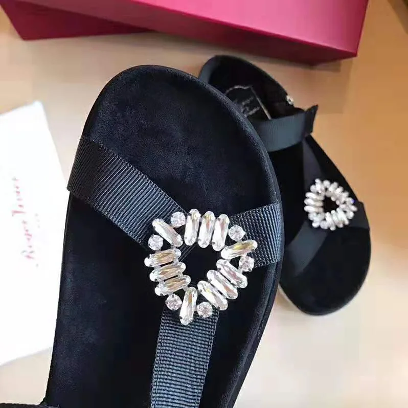 Roger Vivier Trekky Viv' Sandals Gros Grain Panels for Women in Black