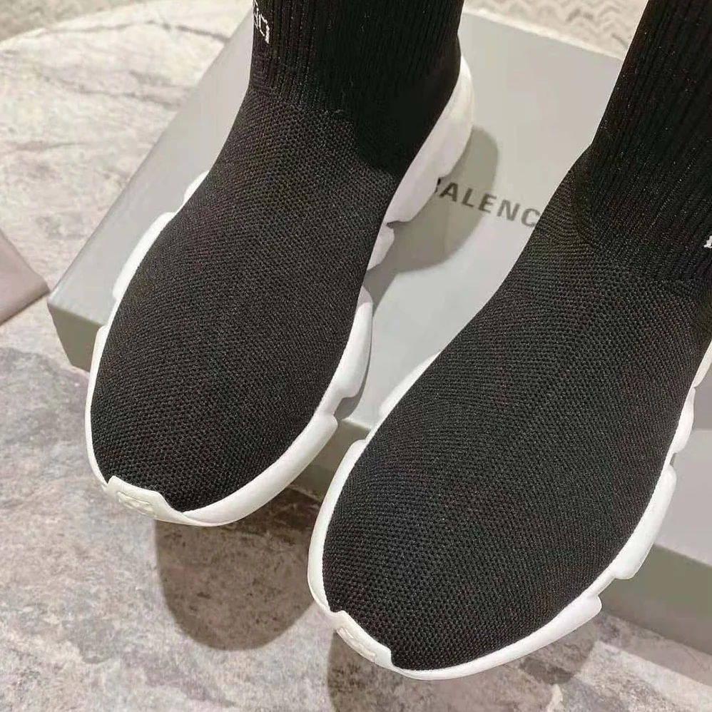 Balenciaga Adidas Speed Sneaker in Black Knit and White Sole Unit is Done in Collaboration with Adidas for Unisex