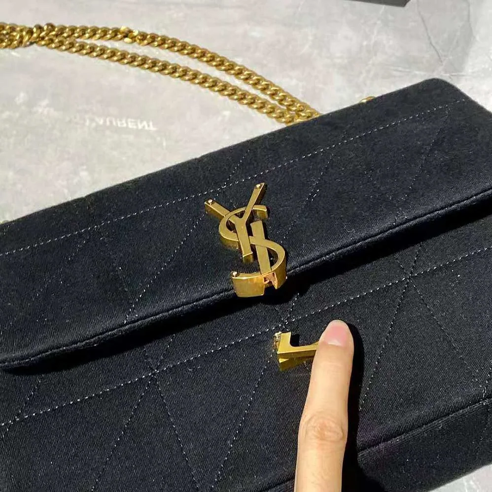 Saint Laurent YSL Jamie Medium Carre Rive Gauche in Jersey for Women in Black Saint Laurent YSL Jamie Medium Carre Rive Gauche in Jersey for Women in Black