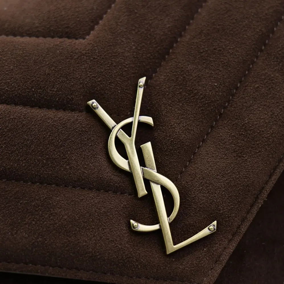 Saint Laurent YSL Loulou Medium In Matelassé Suede for Women in Brown
