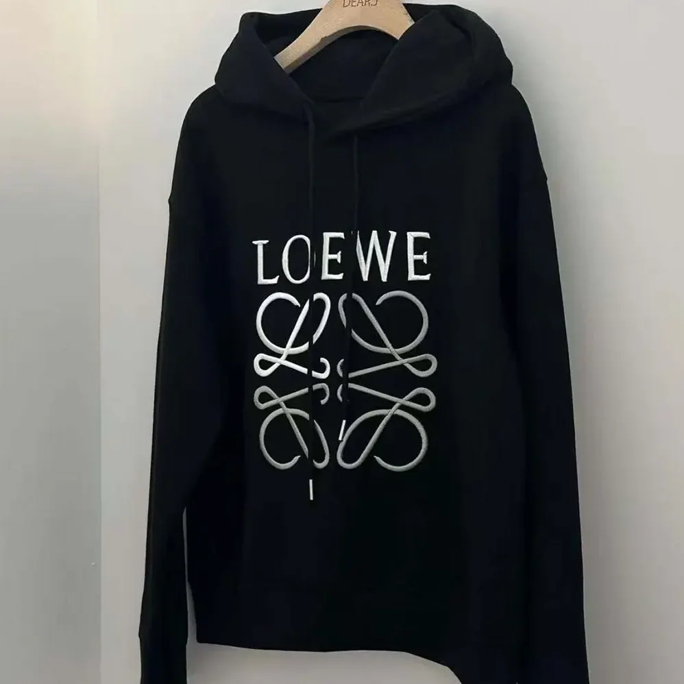 Loewe Anagram Regular Fit Hoodie in Cotton for Men in Black Loewe Anagram Regular Fit Hoodie in Cotton for Men in Black