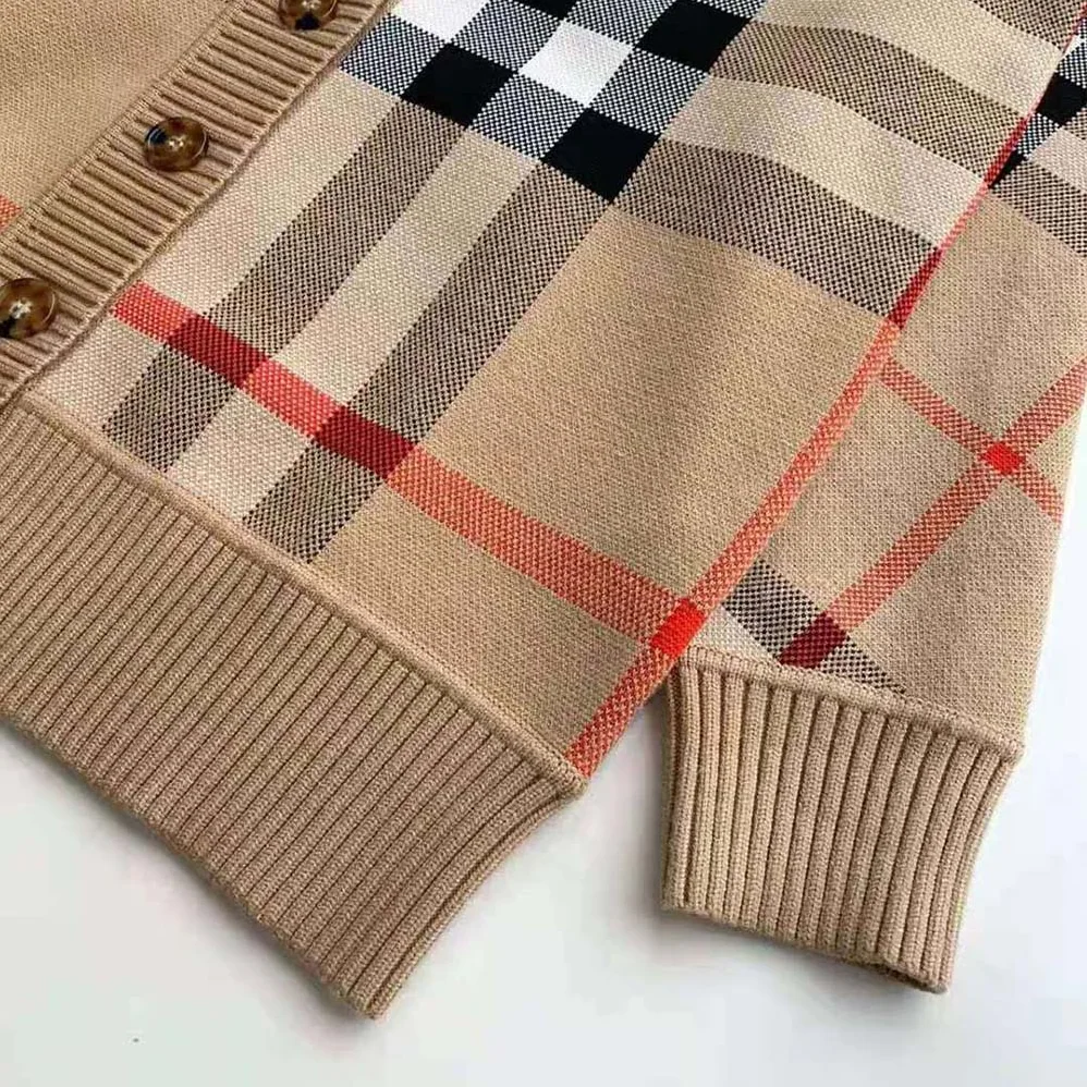 Burberry Check Wool Blend Cardigan for Men Burberry Check Wool Blend Cardigan for Men