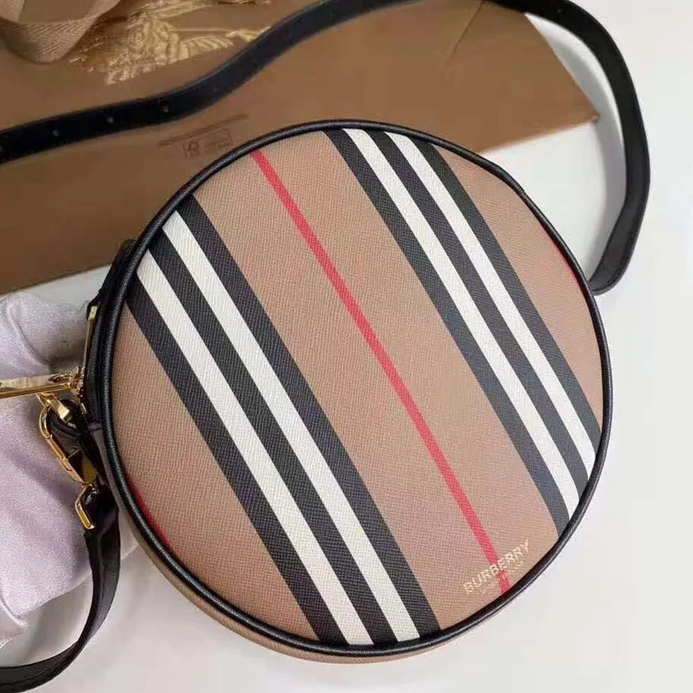 Burberry Icon Stripe E-canvas Louise Bag for Women in Brown