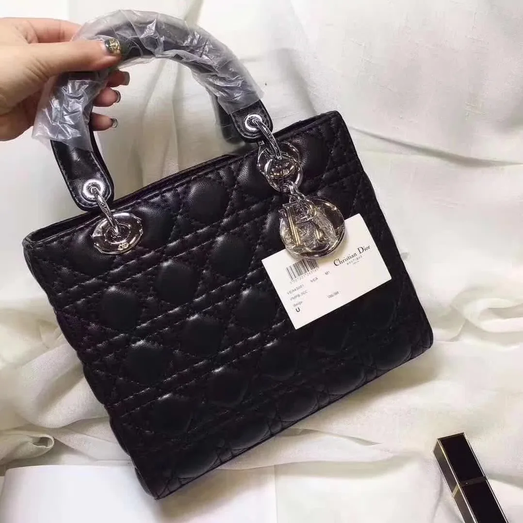 Dior Big Lady Dior Bag in Cannage Lambskin in Black