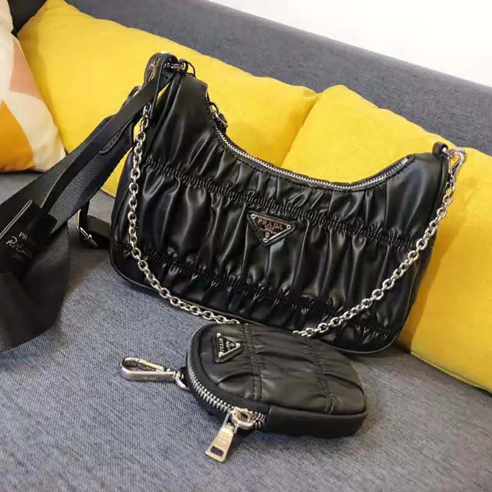Prada Prada Re-Edition 2005 Nappa Gaufre Bag for Women in Black