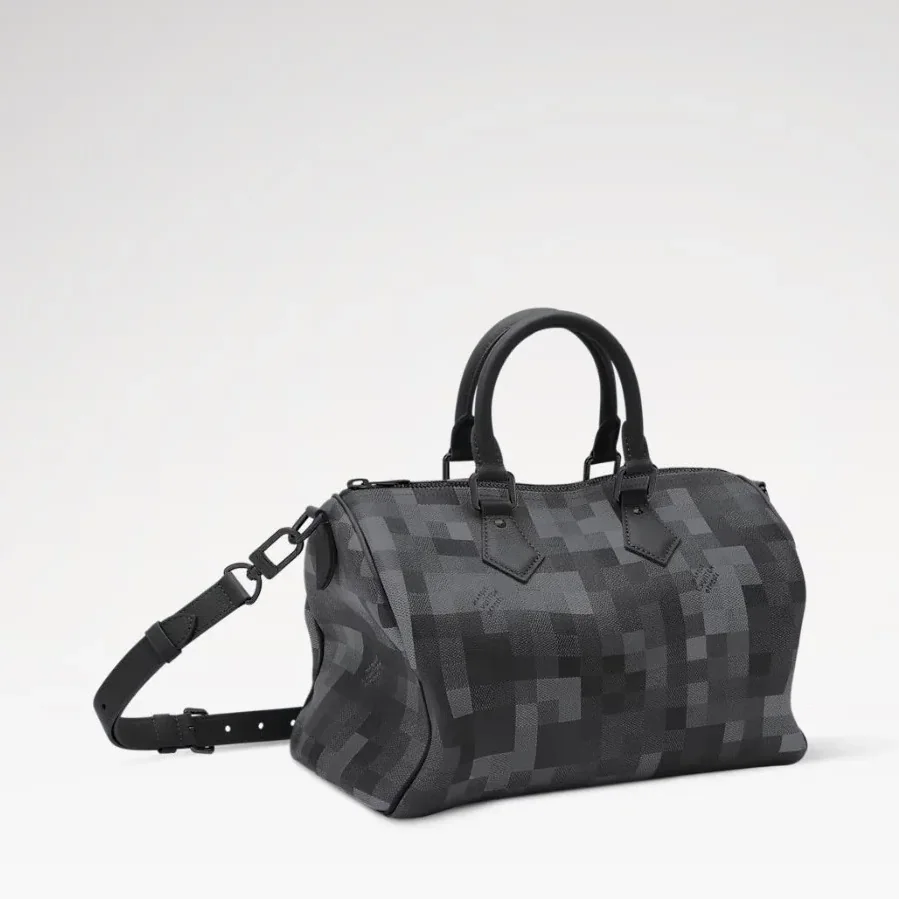 Louis Vuitton Speedy 30 Bandouliere Top Handle Bag / Indigo Blue Damoflage Black Hardware