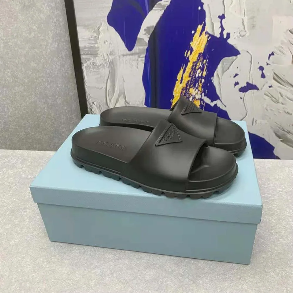 Prada Rubber Slides In 20 mm Heel Height for Women in Black