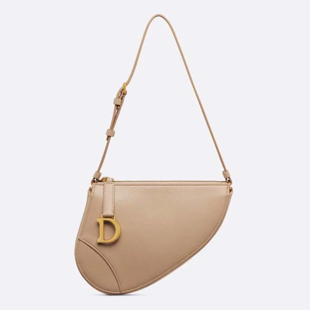 Dior Saddle Shoulder Pouch Biscuit Goatskin for Women