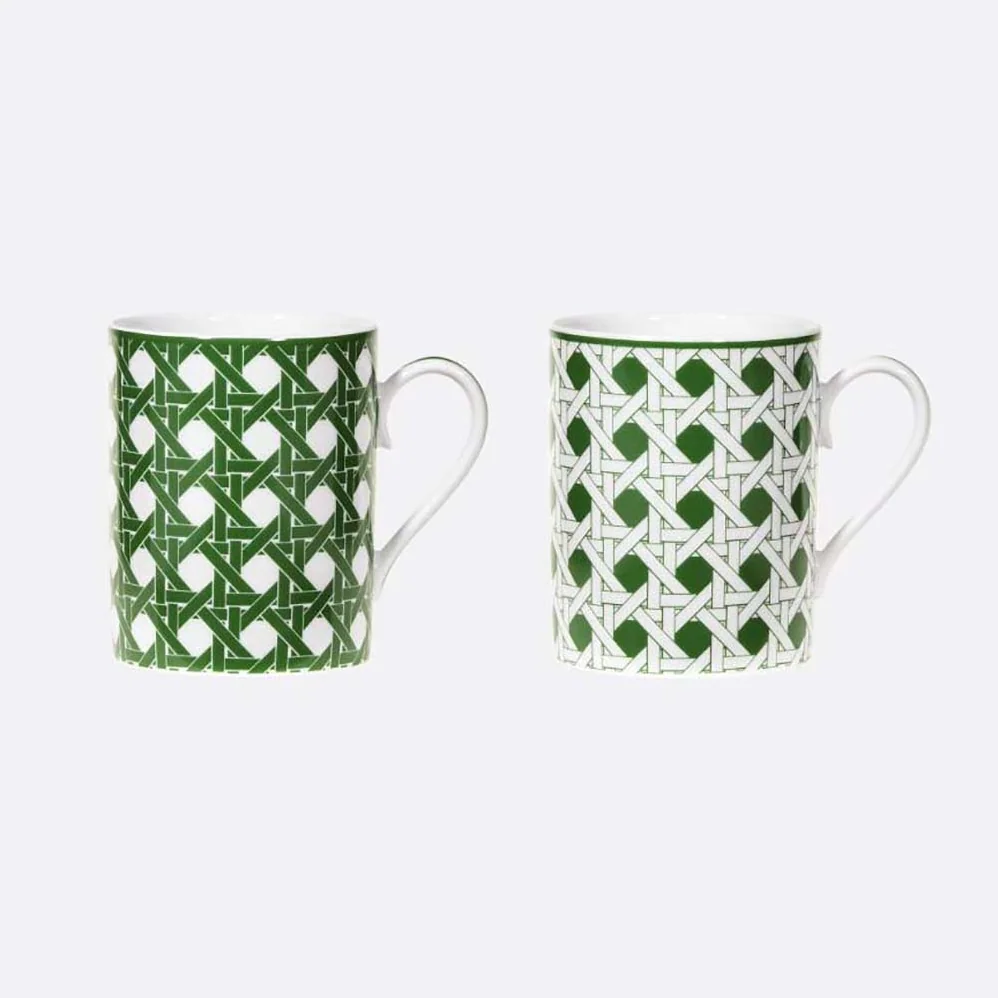 Dior Set of Two Mugs Green Cannage Provence for Unisex Dior Set of Two Mugs Green Cannage Provence for Unisex