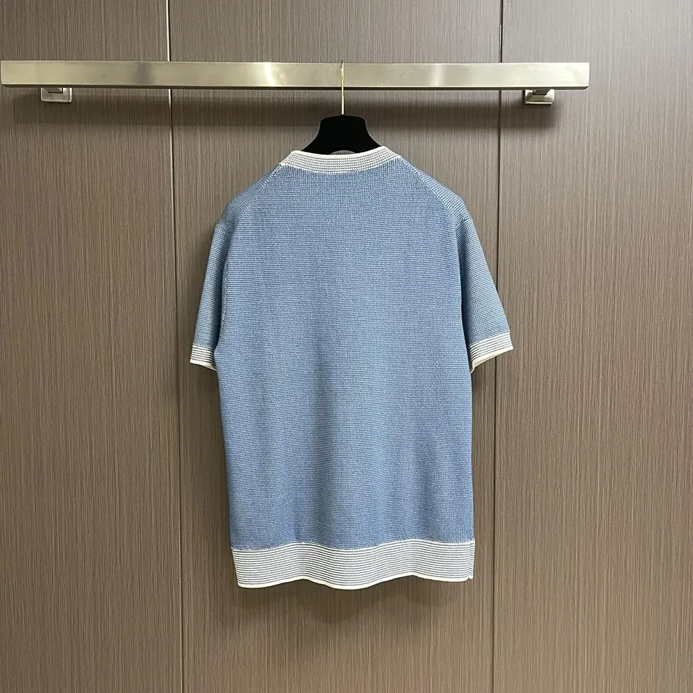 Dior Italic T-Shirt Blue Cotton for Men in Blend Tramato Knit Dior Italic T-Shirt Blue Cotton for Men in Blend Tramato Knit