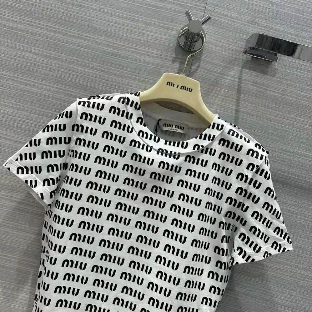 Miu Miu Print Cotton T for Women in shirt with Print Logo Miu Miu Print Cotton T for Women in shirt with Print Logo