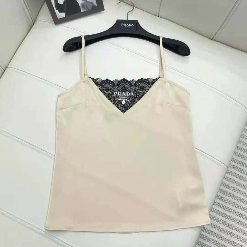 Prada Satin Crepe Top for Women in Beige Prada Satin Crepe Top for Women in Beige