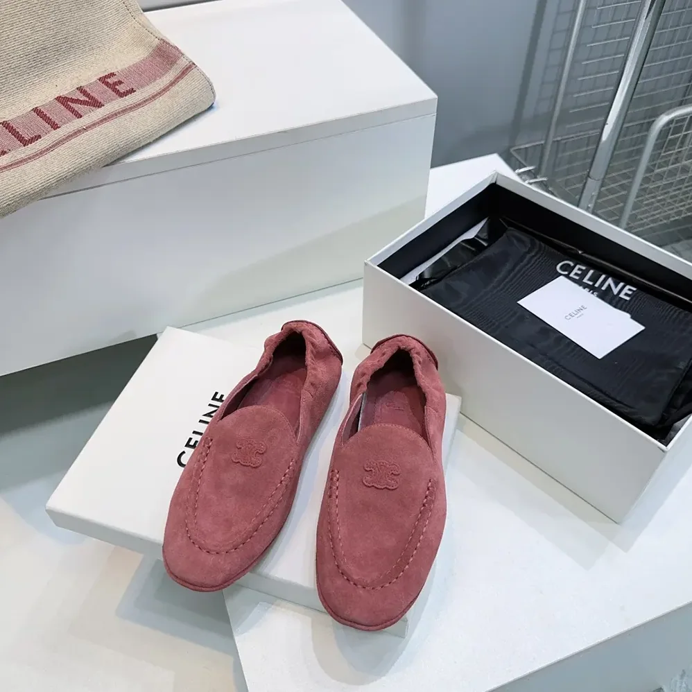 Celine Adam Loafer In Suede Calfskin for Unisex in Pink