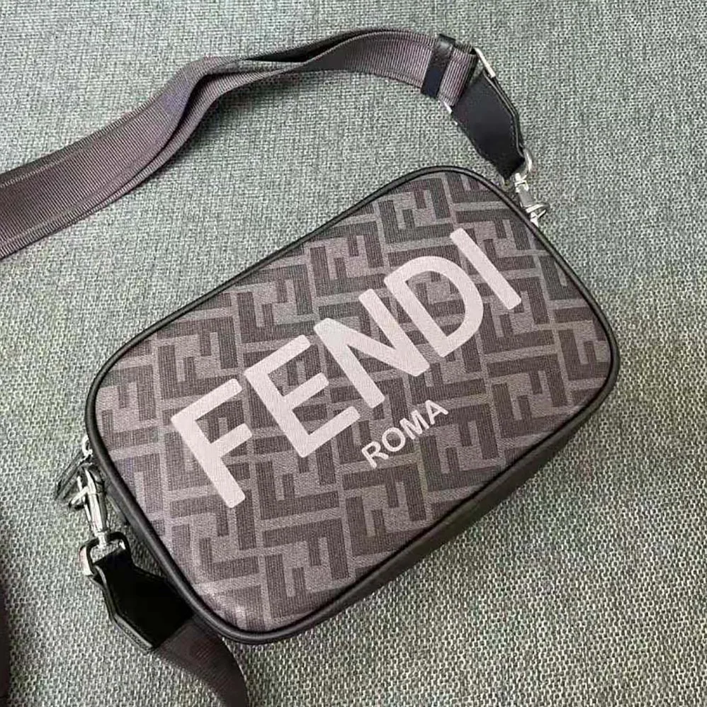 Fendi Camera Case Black FF Fabric Bag for Men