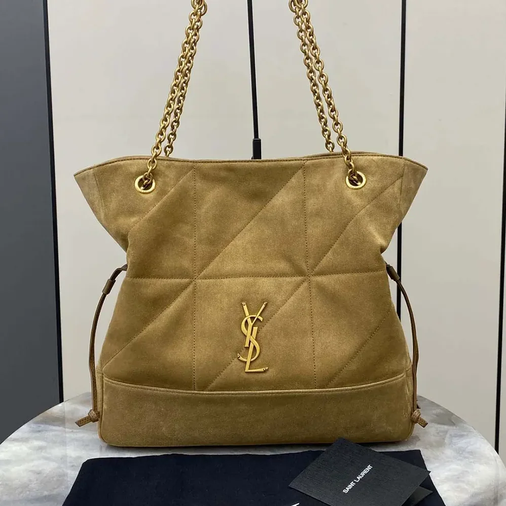 Saint Laurent YSL Jamie Shopping in Suede for Women in Brown