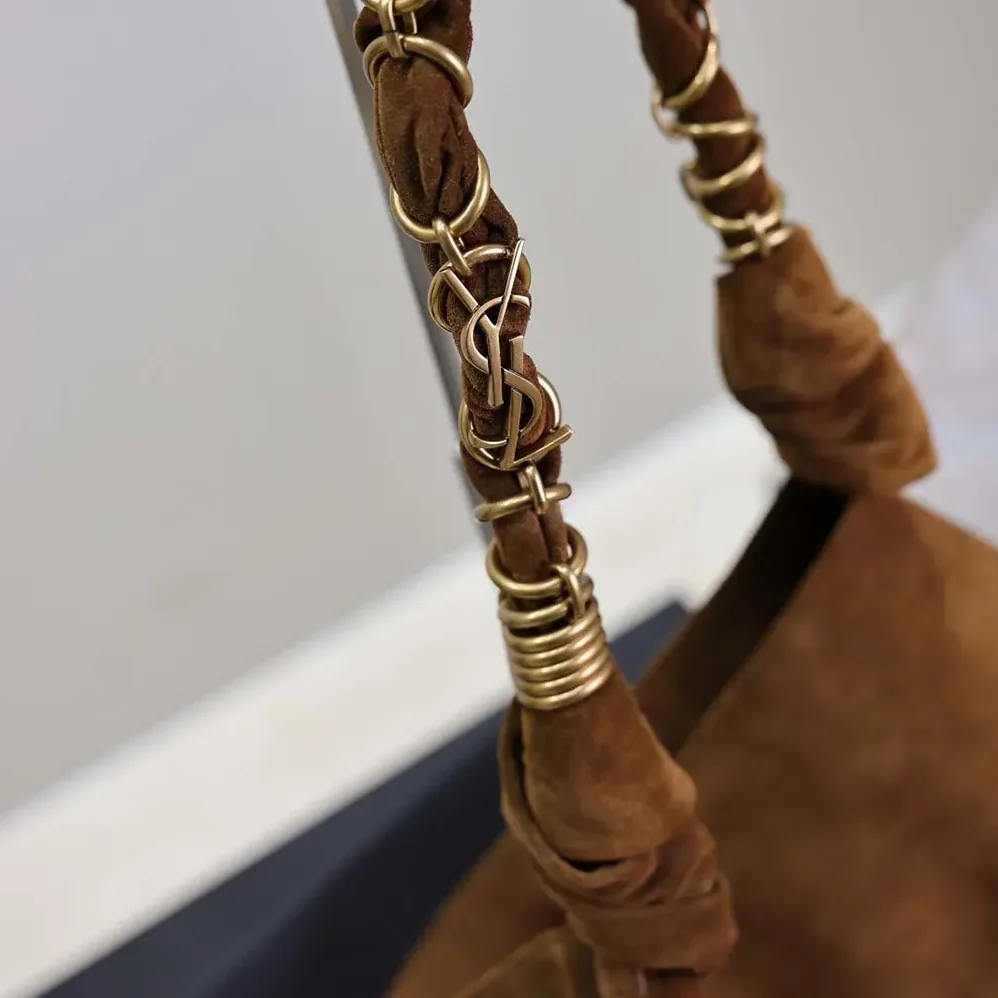 Saint Laurent YSL Amalia In Suede for Women in Brown