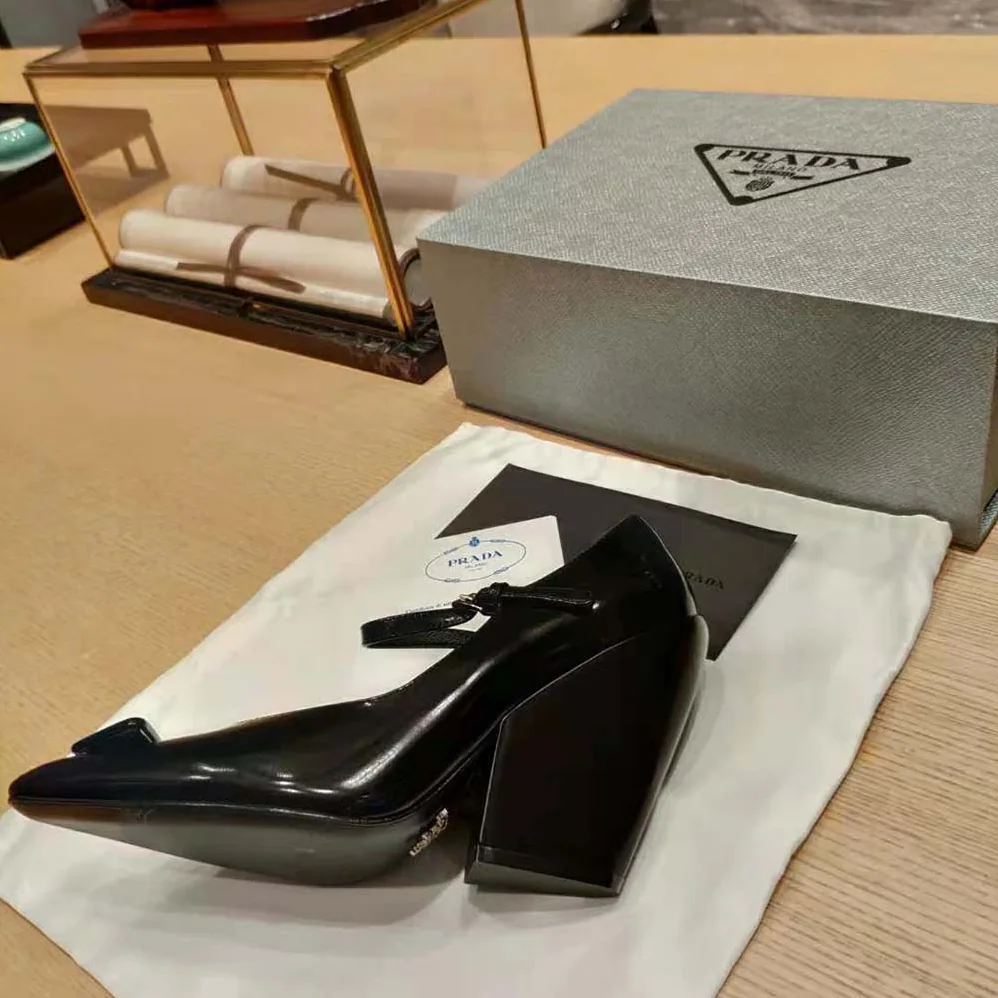 Prada Brushed Leather Pumps in 95 mm Leather-Covered Heel for Women in Black