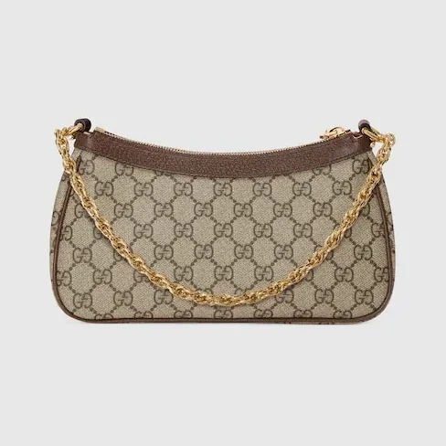 Gucci Ophidia Small Shoulder Bag / Beige/ Dark Brown Gold Hardware