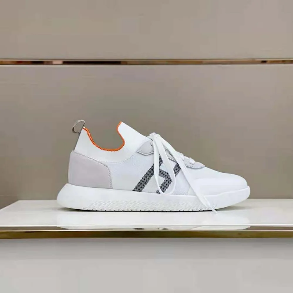 Hermes Crew Sneaker in Knit and Suede Goatskin for Women in White Hermes Crew Sneaker in Knit and Suede Goatskin for Women in White