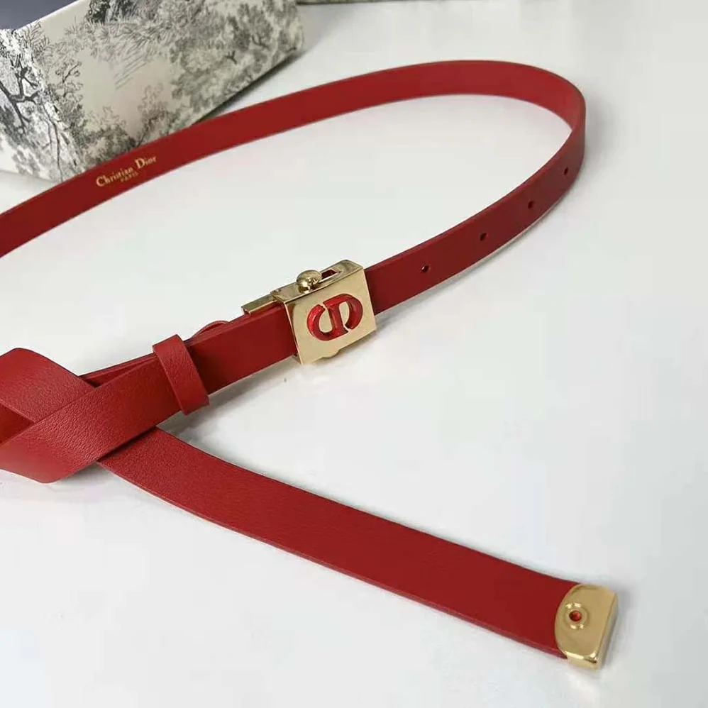 Dior Diorpolytechnique Belt Bright Red Smooth Calfskin 17 MM for Women