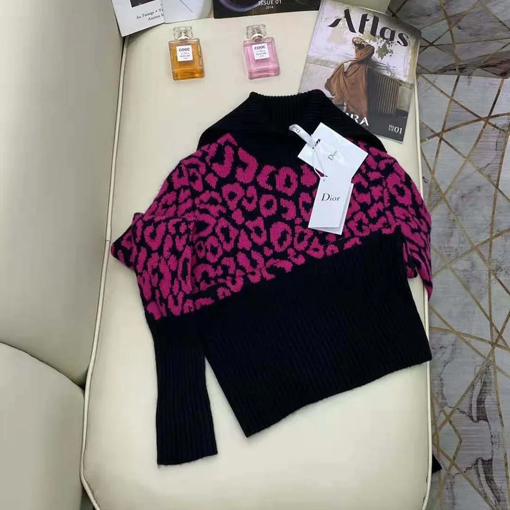 Dior Sweater Raspberry and Black Pop Mizza Cashmere for Women Dior Sweater Raspberry and Black Pop Mizza Cashmere for Women