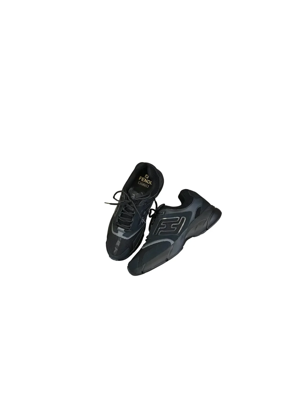 FD Fendi Faster Trainers Sneakers Black 7E1555AKX6F1ICG