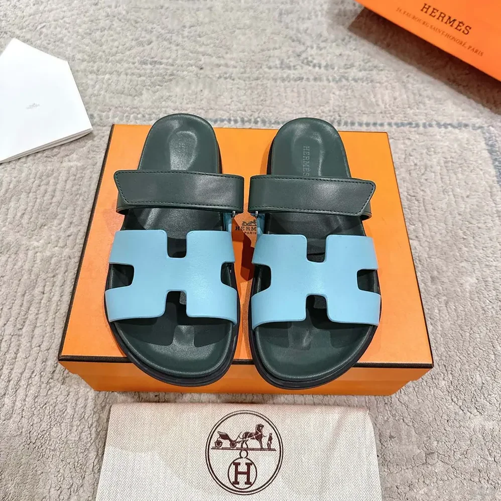 Hermes Chypre Sandal for Unisex in Green/Blue