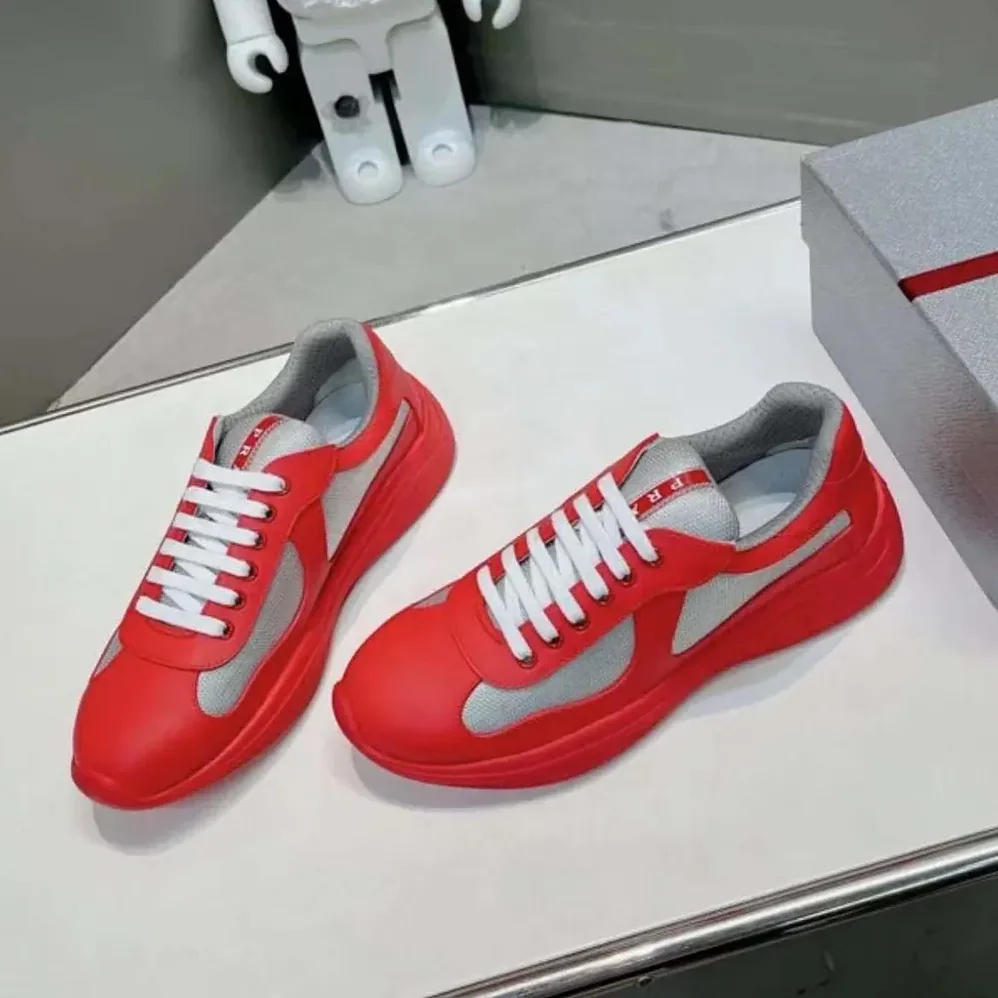Prada America's Cup Soft Rubber and Bike Fabric Sneakers for Unisex in Red Prada America's Cup Soft Rubber and Bike Fabric Sneakers for Unisex in Red