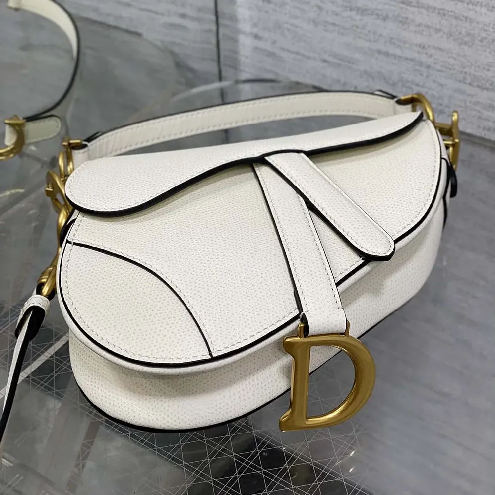 Dior Saddle Bag with Strap Latte Grained Calfskin for Women