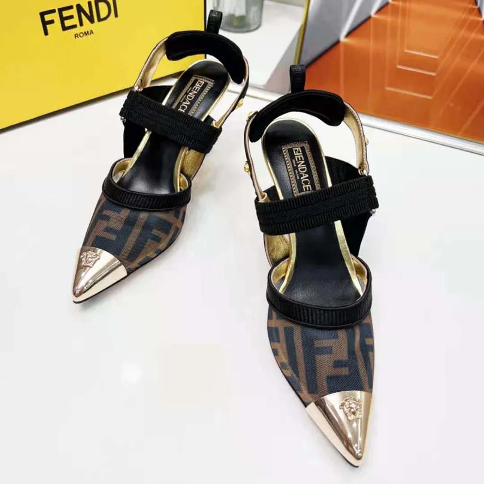 Fendi Colibrì Fendace High-Heeled Slingbacks in FF Mesh with Medusa Details for Women