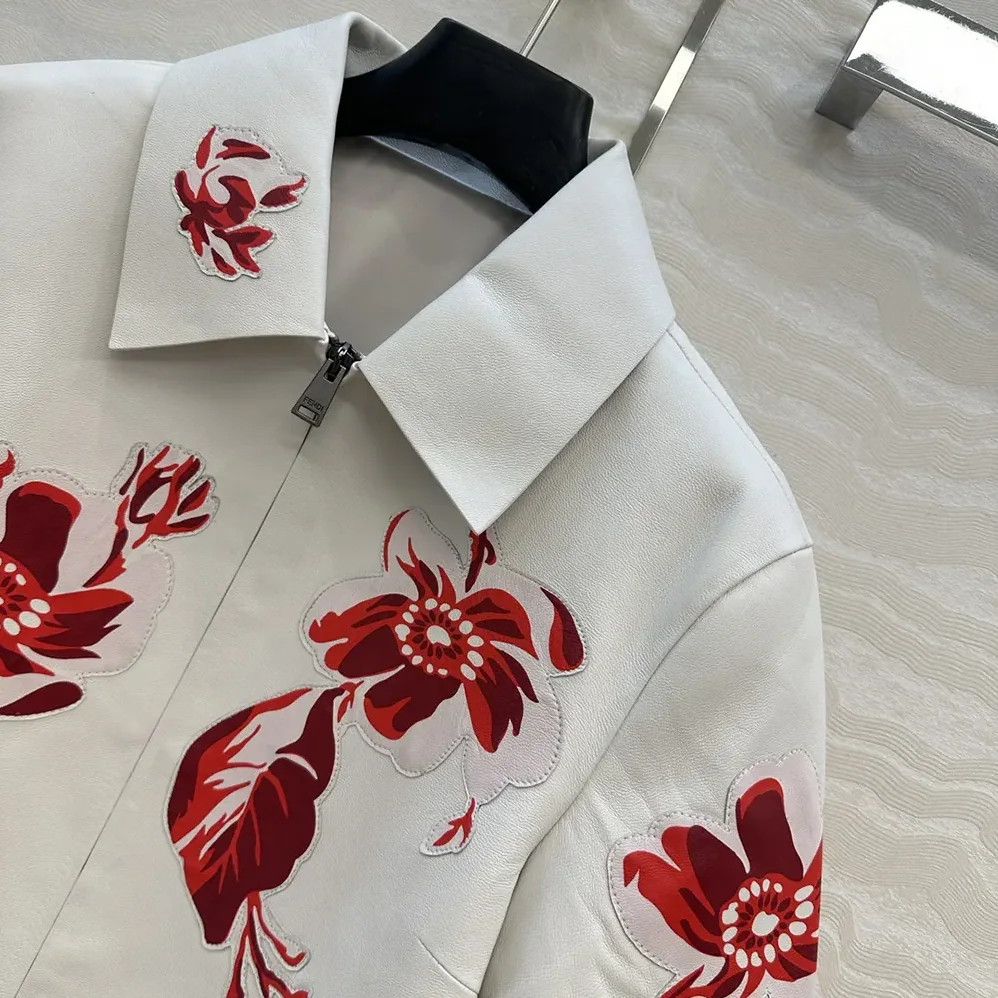Fendi White Inlaid Leather Jacket for Women Fendi White Inlaid Leather Jacket for Women