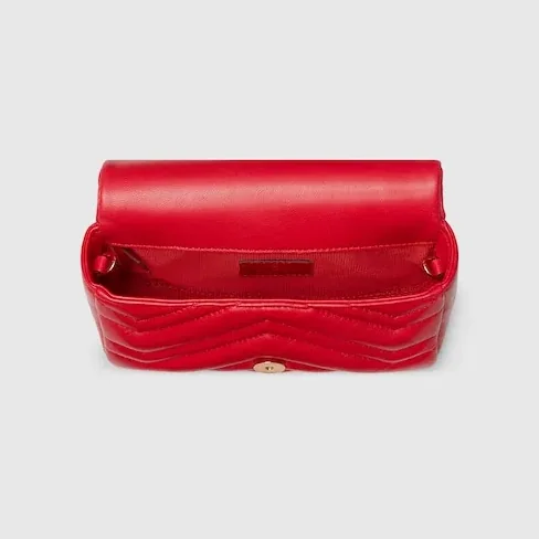 Gucci Marmont Mini Shoulder Bag in Bright Red Gold Hardware