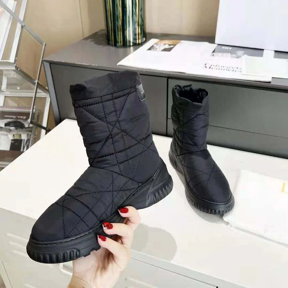 Dior Frost Ankle Boot Black Cannage Quilted Nylon and Shearling for Women