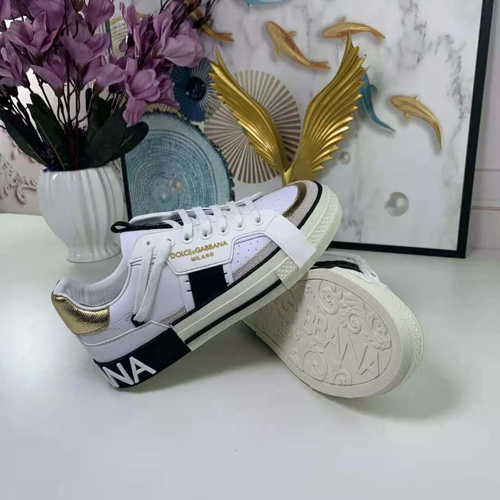 Dolce Gabbana D&G Calfskin 2.Zero Custom Sneakers with Contrasting Details for Women in Black Dolce Gabbana D&G Calfskin 2.Zero Custom Sneakers with Contrasting Details for Women in Black