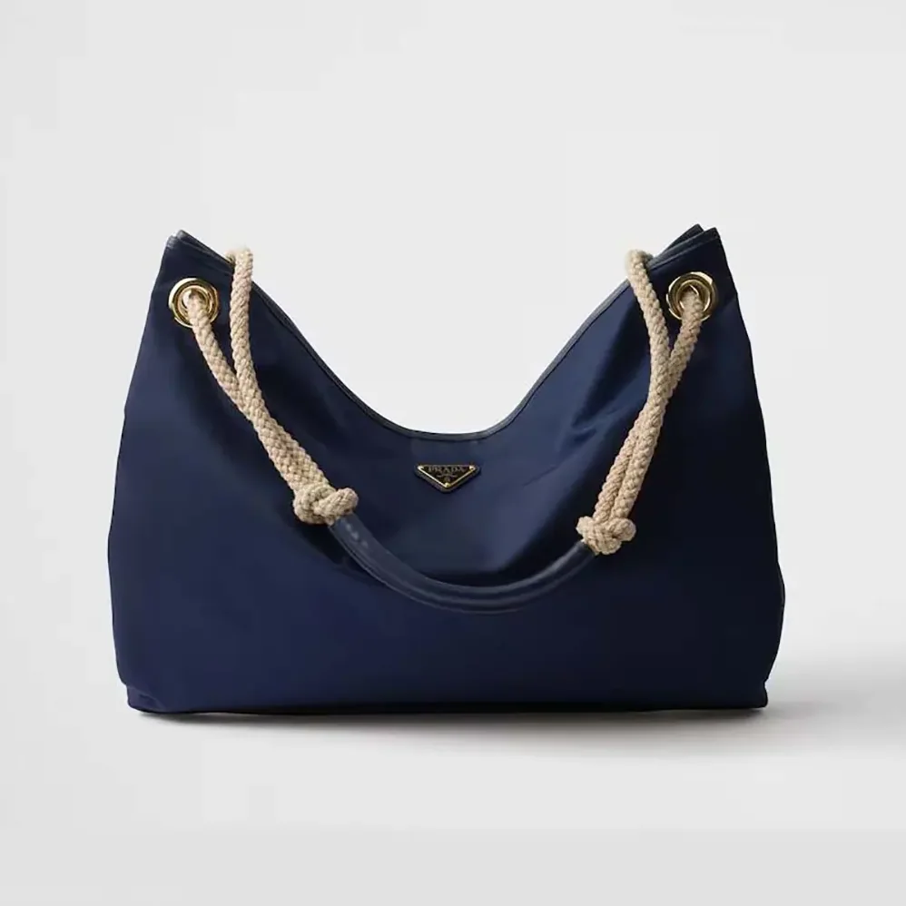 Prada Mariner Large Re-Nylon Shoulder Bag for Women in Navy