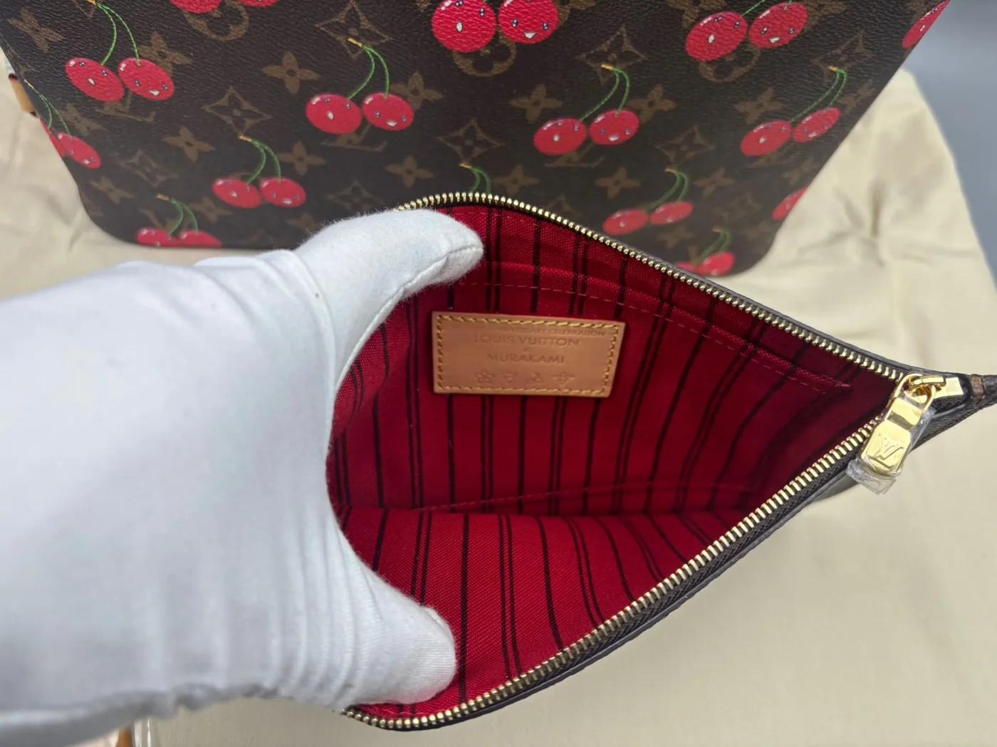 Louis Vuitton LV x TM Neverfull MM Tote Bag in Monogram Cherry Gold Hardware