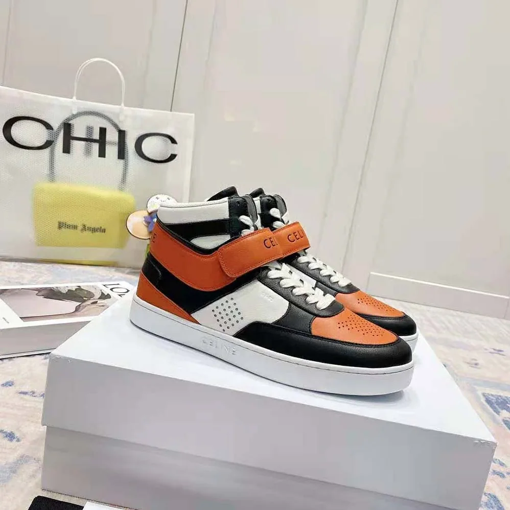 Celine CT-03 High Sneaker with Scratch in Calfskin for Men in Orange
