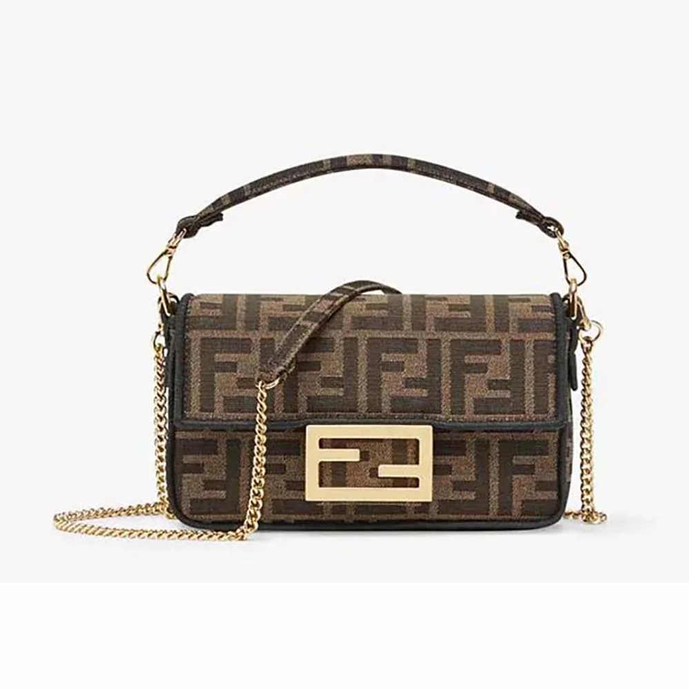 Fendi Mini Baguette Brown Fabric Bag for Women Fendi Mini Baguette Brown Fabric Bag for Women