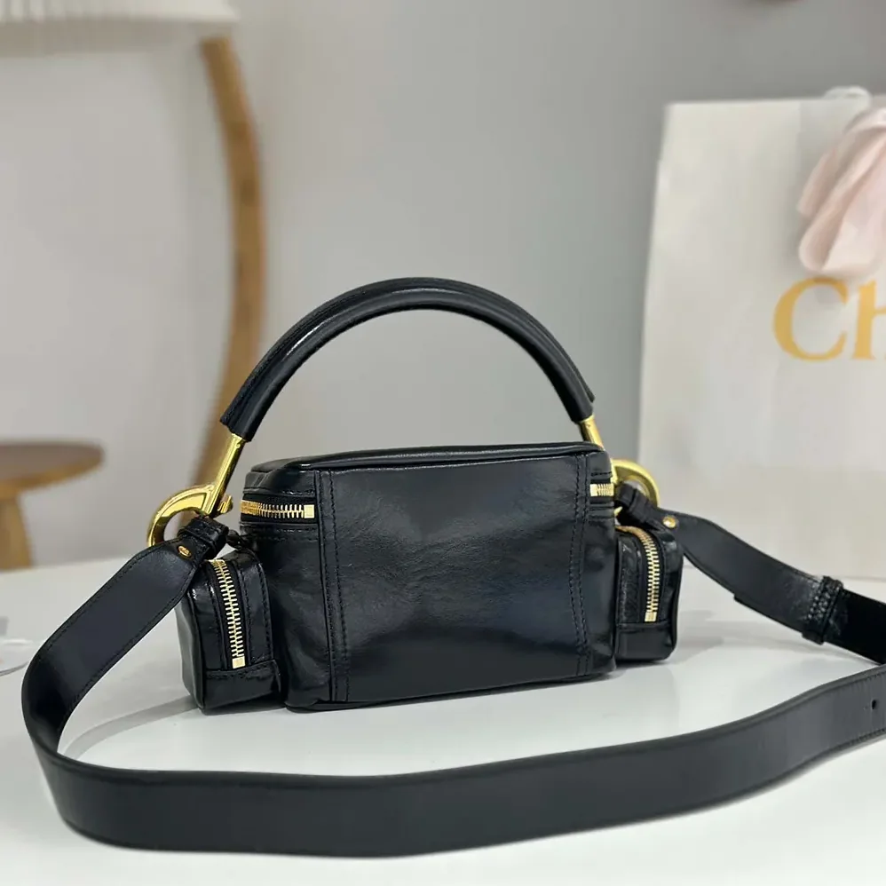 Chloe Small Camera Bag in Shiny Leather for Women in Black Chloe Small Camera Bag in Shiny Leather for Women in Black