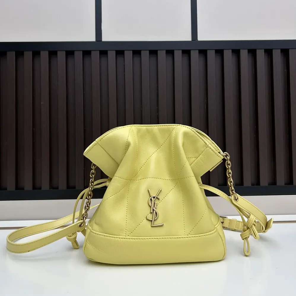 Saint Laurent YSL Jamie Mini Shoulder Pouch In Lambskin for Women in Yellow Saint Laurent YSL Jamie Mini Shoulder Pouch In Lambskin for Women in Yellow