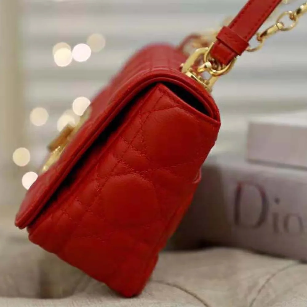 Dior Small Dior Caro Bag Supple Cannage Calfskin for Women in Red Dior Small Dior Caro Bag Supple Cannage Calfskin for Women in Red