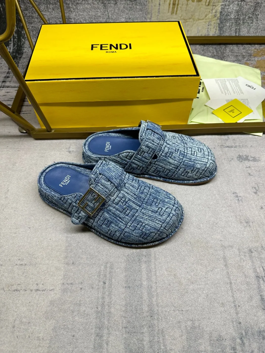 Fendi Feel Mules Blue