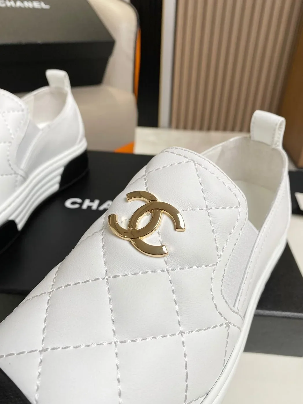 Chanel Platform Casual Plain White Chanel Platform Casual Plain White